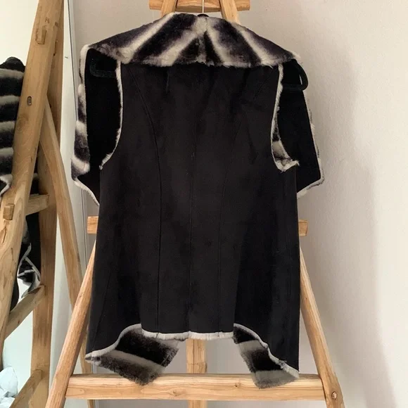 Sam Edelman Clara Faux Chinchilla Fur and Suede Vest - Picture 10 of 12